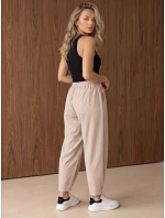 Dámske joggerové nohavice s gumou v páse, béžové, FashionStreet UY3154