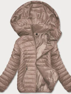 Prešívaná béžová dámska bunda s kapucňou (B0124-46)