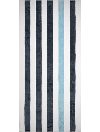 The One Towelling Towel Stripe Plážová osuška „Stripe“ 48.1056 antracitová/svetlo modrá