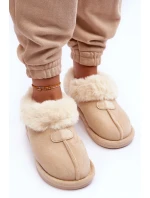 Papcie Damskie Z Futerkiem Jasnobeżowe Lanoze
