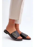 Zazoo 40384 Elegantné dámske čierne kožené žabky