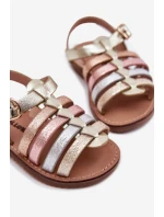 Sandałki Dziecięce Dziewczęce Z Eko Skóry Złote Mariana