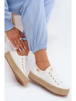 Krajkové tenisky espadrilky na platformě Lee Cooper LCW-26-31-4326 Bílé