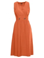 S224 Jedlové šaty bez rukávov - oranžové