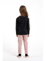 Bonilla dievčenské pyžamo s dlhým rukávom a dlhými nohavicami - čierne/potlač