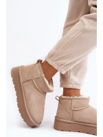 Modne Zamszowe Niskie Śniegowce Jasnobeżowe Nucca