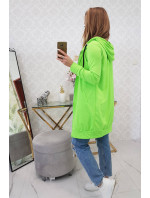 Šaty s kapucňou a kapucňou v neónovo zelenej farbe