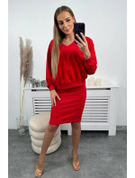 Blúzka + rebrované šaty červená