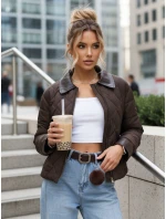 Dámska prešívaná hnedá prechodná bunda FashionStreet TY5619
