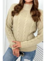 Sveter nasadený cez hlavu svetlo béžová