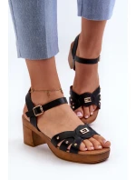 Sandały Damskie Na Obcasie Z Eko Skóry Czarne Assames Sandały Damskie Na Obcasie Z Eko Skóry Czarne Assames