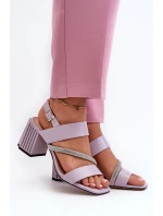 Damskie Eleganckie Sandały Na Słupku Fioletowe D&A MR38-549