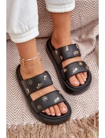 Piankowe Klapki Damskie Z Przypinkami Czarne Ravanala