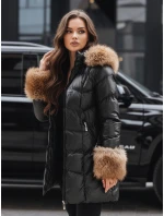 Dámska zimná prešívaná bunda s kapucňou čierna FashionStreet TY5320