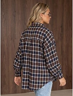 Dámska flanelová košeľa s kockovaným vzorom, hnedá, FashionStreet DY0510
