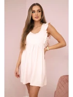 Šaty s volánikmi na bokoch tmavo púdrovo ružové Šaty s volánikmi na bokoch tmavo púdrovo ružové