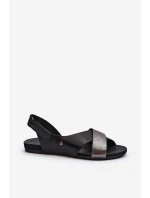 Zazoo 40141 Kožené sandále na suchý zips Black Zazoo 40141 Kožené sandále na suchý zips Black