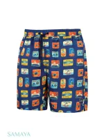 Pánske plavecké šortky Happy Shorts long SM29-48 Tmavomodrá zmes - Self
