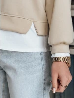 LUZZIO dámska oversize mikina svetlo béžová FashionStreet BY1384