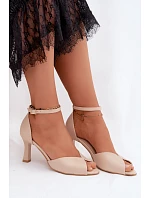 Dámske sandále na tenkom podpätku Zazoo 1120 beige