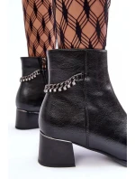 Dámske členkové topánky s nízkym podpätkom JC101P Black - Seastar