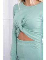 Súprava s riasením na blúzke tmavo mätovej farby