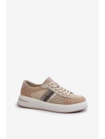 Sneakersy Skórzane Damskie D&A LR110 Beżowe
