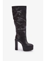 Topánky na podpätku a platforme z čiernej ekokože Felilorn