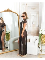 Dámske sexi plážové šaty zo sieťoviny s XXL rozparkom 210221 black - Koucla Dámske sexi plážové šaty zo sieťoviny s XXL rozparkom 210221 black - Koucla