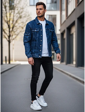 Pánska modrá džínsová bunda FashionStreet TX4413 Pánska modrá džínsová bunda FashionStreet TX4413