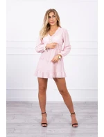 Šaty s ozdobnými volánikmi púdrovo ružové