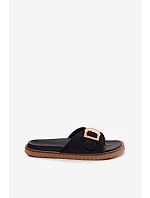 Dámské pantofle Černé se zlatou sponou Elviane