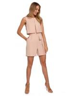 M574 Dvojvrstvový overal bez rukávov - béžový