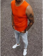 Pánske tričko bez rukávov s oranžovou potlačou FashionStreet RX4919 Pánske tričko bez rukávov s oranžovou potlačou FashionStreet RX4919