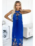 456-1 ESTER Plisované saténové maxi šaty - CHABRERA FLOWERS 456-1 ESTER Plisované saténové maxi šaty - CHABRERA FLOWERS