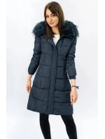 Dámska prešívaná zimná bunda s kapucňou tmavomodrá (7757) Dámska prešívaná zimná bunda s kapucňou tmavomodrá (7757)