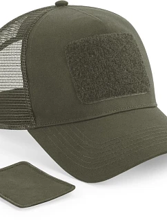 Beechfield B 641 5-panelová čiapka „Removable Patch Trucker“ 53.0641 vojenská zelená