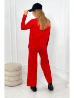 Bavlnený komplet Mikina + Nohavice so širokými nohavicami červený