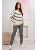 Sveter set Pruhovaná mikina + Nohavice šedý Sveter set Pruhovaná mikina + Nohavice šedý