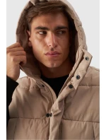 Bezrękawnik Puchowy Męski Z Kapturem 4FWAW24TVJAM144-83S Beżowy