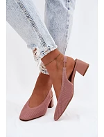 Materiálové dámské sandály na podpatku Růžové Marcelle