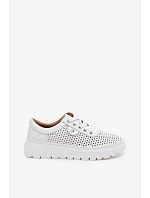 Kožené Ažurové Dámské Polobotky Vinceza 79629 Bílé