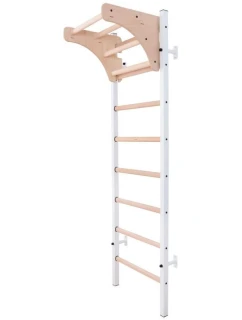 DREVENO-KOVOVÝ GYMNASTICKÝ REBRÍK NA 4 ÚCHOPY S DREVENOU TYČOU BENCHK 211W