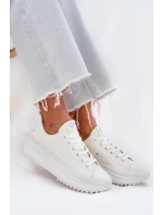 Trampki Damskie Z Haftem Na Platformie Lee Cooper LCW-25-31-3465L Białe