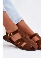 Dámské římské sandály Ploché Hnědé Belanessa