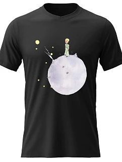 Dámske bavlnené tričko s potlačou - LITTLE PRINCE - čierne