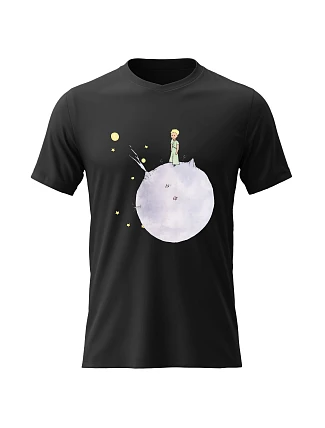 Dámske bavlnené tričko s potlačou - LITTLE PRINCE - čierne Dámske bavlnené tričko s potlačou - LITTLE PRINCE - čierne