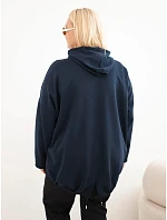 Dámska mikina Plus Size z viskózy s kapucňou a klokaním vreckom, námornícka modrá Dámska mikina Plus Size z viskózy s kapucňou a klokaním vreckom, námornícka modrá