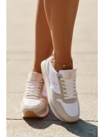 Zamszowe Sneakersy Damskie Big Star RR274A047 HI-POLY SYSTEM Beżowo-Białe