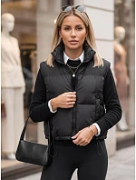 Dámska prešívaná, zateplená, krátka čierna vesta FashionStreet TY5970